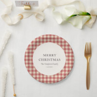 Rustic Red Gingham Modern Christmas