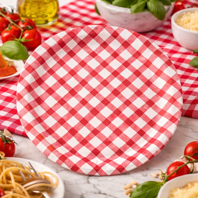 Rustic Red Gingham Paper Plate (Rustic Red Gingham Paper Plates)