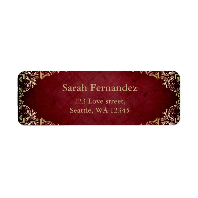 rustic red gold frame label (Front)