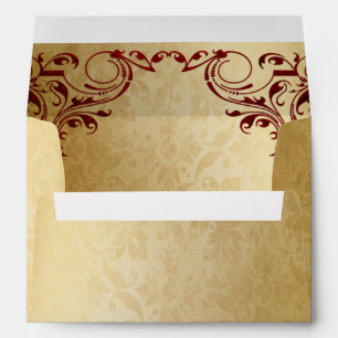 rustic red gold frame wedding envelope