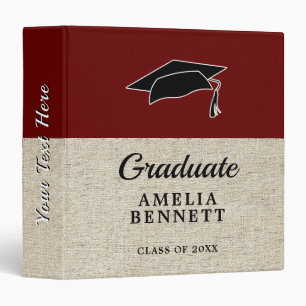 Rustic Red Graduate Cap Graduation Graduate Album Binder