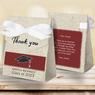 Rustic Red Graduate Cap Graduation Thank you Favor Box