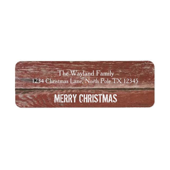 Rustic Red Grange Étiquettes de adresse de Noël (Devant)