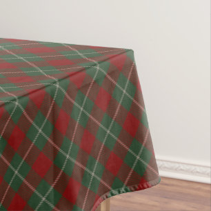 Rustic Red Green and Beige Tartan Plaid Pattern Tablecloth
