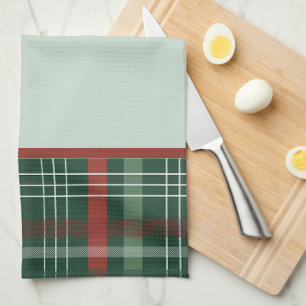 Rustic Red & Green Buffalo Plaid Stylish Christmas Kitchen Towel