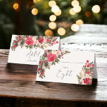 Rustic Red green Floral Winter Wedding Place Card<br><div class="desc">Add a touch of winter elegance to your reception with our Rustic Christmas Blooms Table Place Card. Rich reds and deep greens intertwine, adorned with pine branches and pine cones, capturing the spirit of the season. Modern script typography adds a contemporary touch, blending tradition with sophistication . With an elegant...</div>