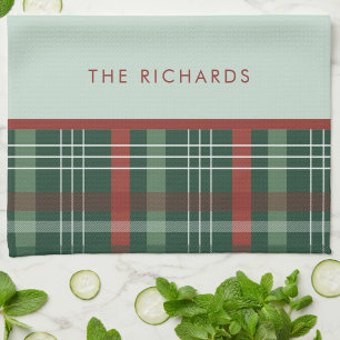 Rustic Red & Green Stylish Buffalo Plaid Christmas Kitchen Towel