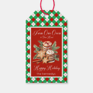 Rustic Red Green & White Plaid Cookie Tray Gift Tags