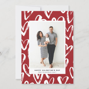 Rustic Red Hearts Pattern Happy Valentine's Day Holiday Card