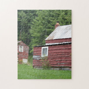 Rustic Red House On Green Hill Jigsaw Puzzle