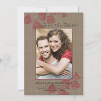 Rustic Red Leaves Photo Wedding Save the Date