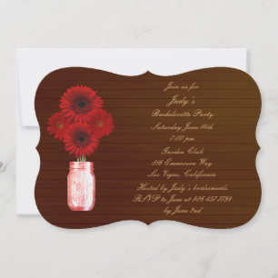 Rustic Red Mason Jar Bachelorette Party Invite
