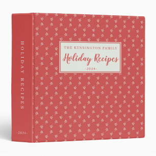 Rustic Red Minimalist Pattern Holiday Recipe Binder