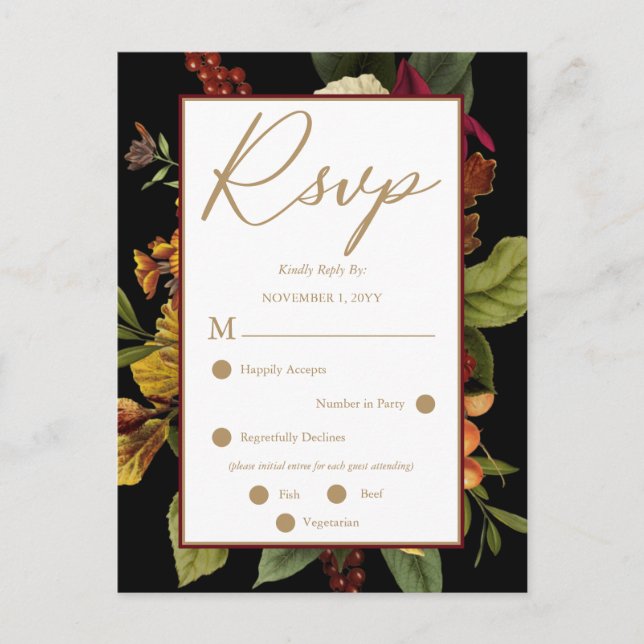 Rustic Red | Orange Floral Bouquet RSVP Postcard (Front)