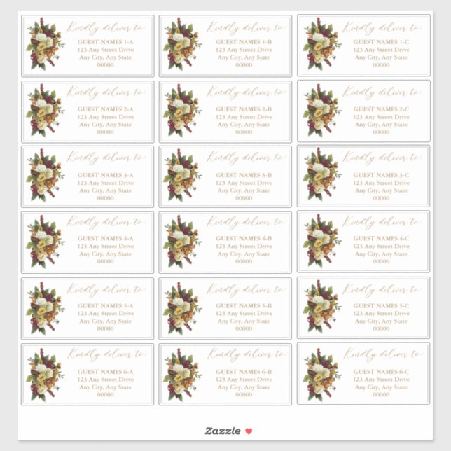Rustic Red | Orange Floral Wedding Guest Address  (Sheet)