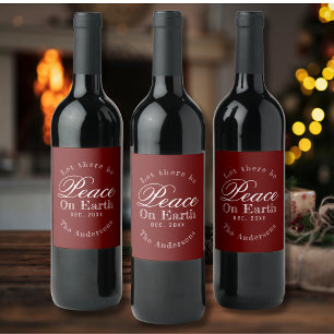 Rustic Red Peace On Earth Personalized Wine Label