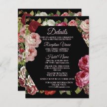 Rustic Red Pink Floral Greenery Black Detail