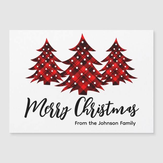 Rustic Red Plaid Blank Merry Christmas Trees (Front)