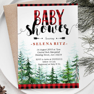Rustic Red Plaid Boy Baby Shower Invitation