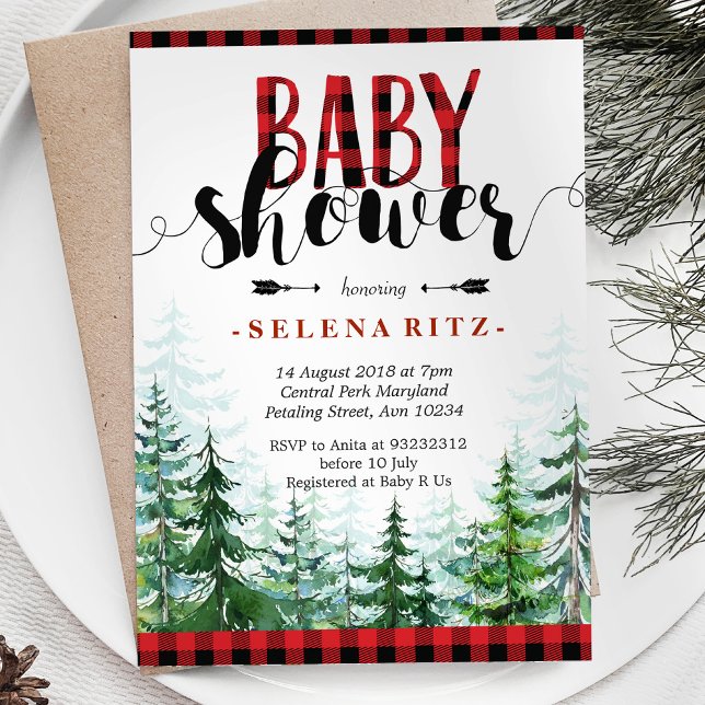 Rustic Red Plaid Boy Baby Shower Invitation (Creator Uploaded)