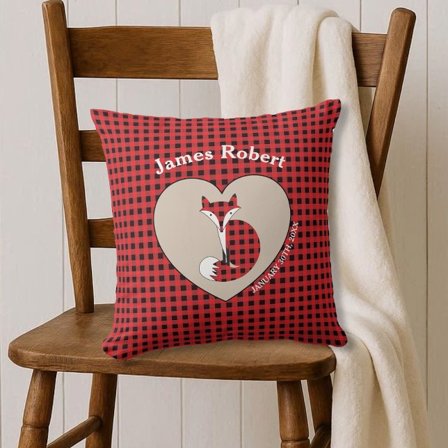 Rustic Red Plaid Fox Custom Baby Coussin (Créateur téléchargé)