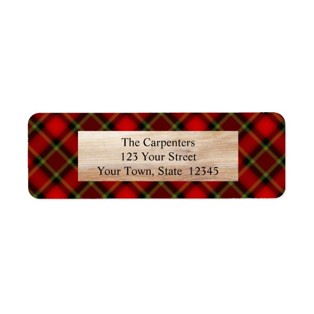 Rustic Red Plaid Holiday Address Labels (Front)