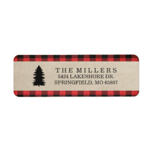 Rustic Red Plaid Holiday Address Labels