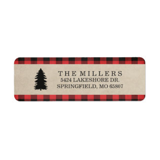 Rustic Red Plaid Holiday Address Labels