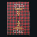 Rustic Red Plaid Holiday Baking Monogrammed Kitchen Towel<br><div class="desc">A wonderful rustic red plaid check graphic design for your holiday cookie and baking! Cute gingerbread man with festive hat and bell. Modern typography reads: Cookie Baking Crew, Baking and Tasting Division. Add your crew name to the rolling pin! Monogram with your name, friends, name, grand kids, grandma, mom or...</div>