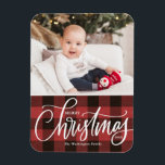 Rustic Red Plaid Merry Christmas Photo Magnet<br><div class="desc">Merry Christmas! Bring a touch of holiday cheer to your home with our Customizable Photo Christmas Magnet! Perfect for displaying cherished memories, this magnet allows you to personalize it with your favourite festive photo, making it a unique addition to your holiday decor. An ideal gift for family and friends—create memorable...</div>