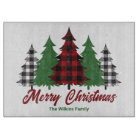 Rustic Red Plaid Merry Christmas Trees Custom
