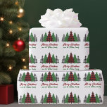 Rustic Red Plaid Merry Christmas Trees Customized Wrapping Paper<br><div class="desc">This personalized rustic holiday wrapping paper features trendy red plaid and green Christmas trees above your message Merry Christmas and Happy New Year. A cute custom and traditional look that is currently in style again, this festive gift wrap is perfect for a family who likes a classic and nostalgic design....</div>