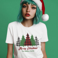 Rustic Red Plaid Merry Christmas Trees Women's