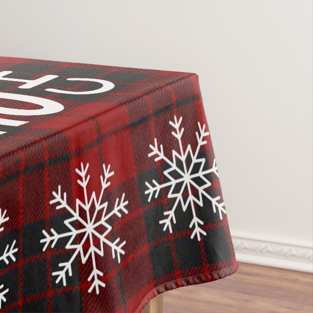 Rustic Red Plaid Most Wonderful Time Of The Year Tablecloth (In Situ)