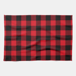 Rustic Red Plaid Pattern Holiday Kitchen Towel