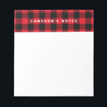 Rustic Red Plaid Pattern Personalized Notepad<br><div class="desc">Customizable note pad featuring rustic, stylish and classic red plaid pattern. Other colours are available.</div>