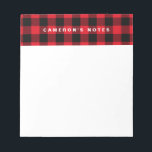 Rustic Red Plaid Pattern Personalized Notepad<br><div class="desc">Customizable note pad featuring rustic,  stylish and classic red plaid pattern. Other colours are available.</div>