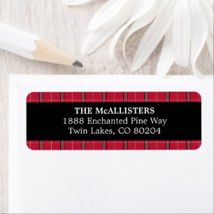 Rustic Red Plaid Pattern Return Address Label