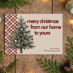 Rustic Red Plaid Tree From Our Home to Yours Holiday Card