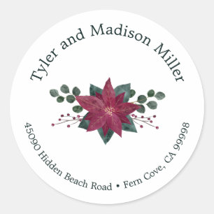 Rustic Red Poinsettia Bloom Holiday Envelope Seal