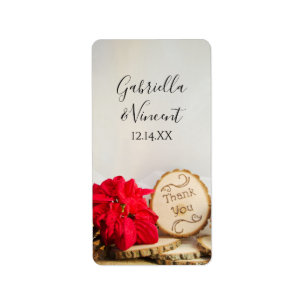 Rustic Red Poinsettia Winter Wedding Favour Tags