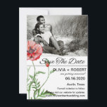 Rustic Red Poppy Your Photo Save The Date Invitation<br><div class="desc">Part of our "Red Poppies Simplicity " collections. Red Poppies Simplicity Save The Date card is for you to replace the sample photo with your own. Also the background colour white is actually transparent, so you can change it if you like to match your photo colour scheme. Just click the...</div>