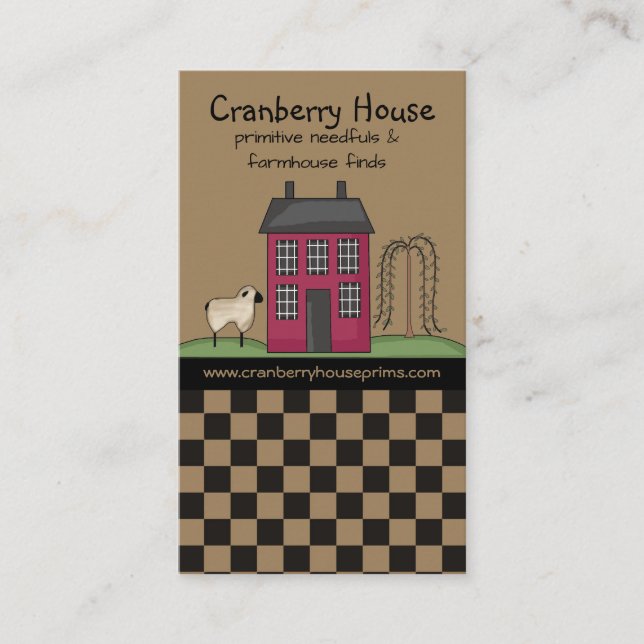 Rustic Red Primitive Saltbox House Country Busines Business Card (Front)