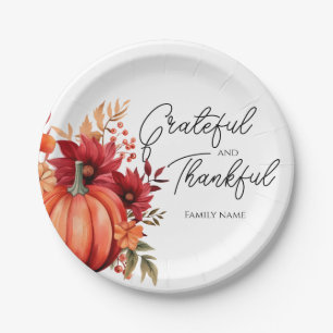 Rustic Red Pumpkin Thanksgiving Paper Plates