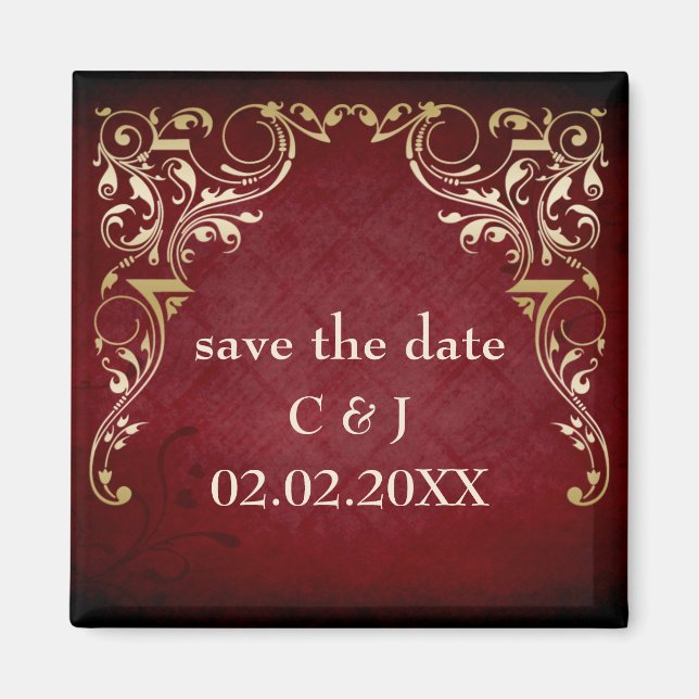rustic red regal save the date magnets (Front)