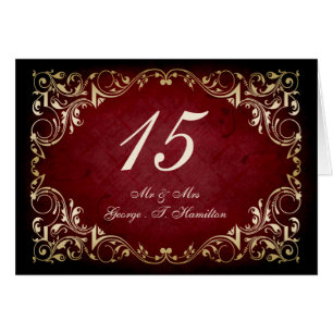 rustic red regal wedding table seating card