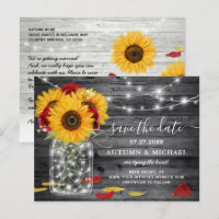 Rustic Red Rose Sunflower Wedding Save the Date