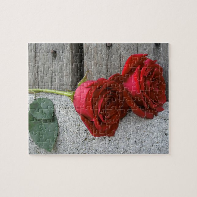 Rustic Red Roses Jigsaw Puzzle (Horizontal)