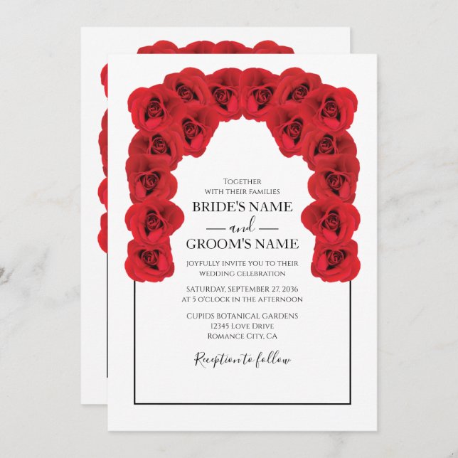 Rustic Red Roses Wedding Invitations (Front/Back)