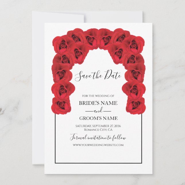 Rustic Red Roses Wedding Save The Date (Front)